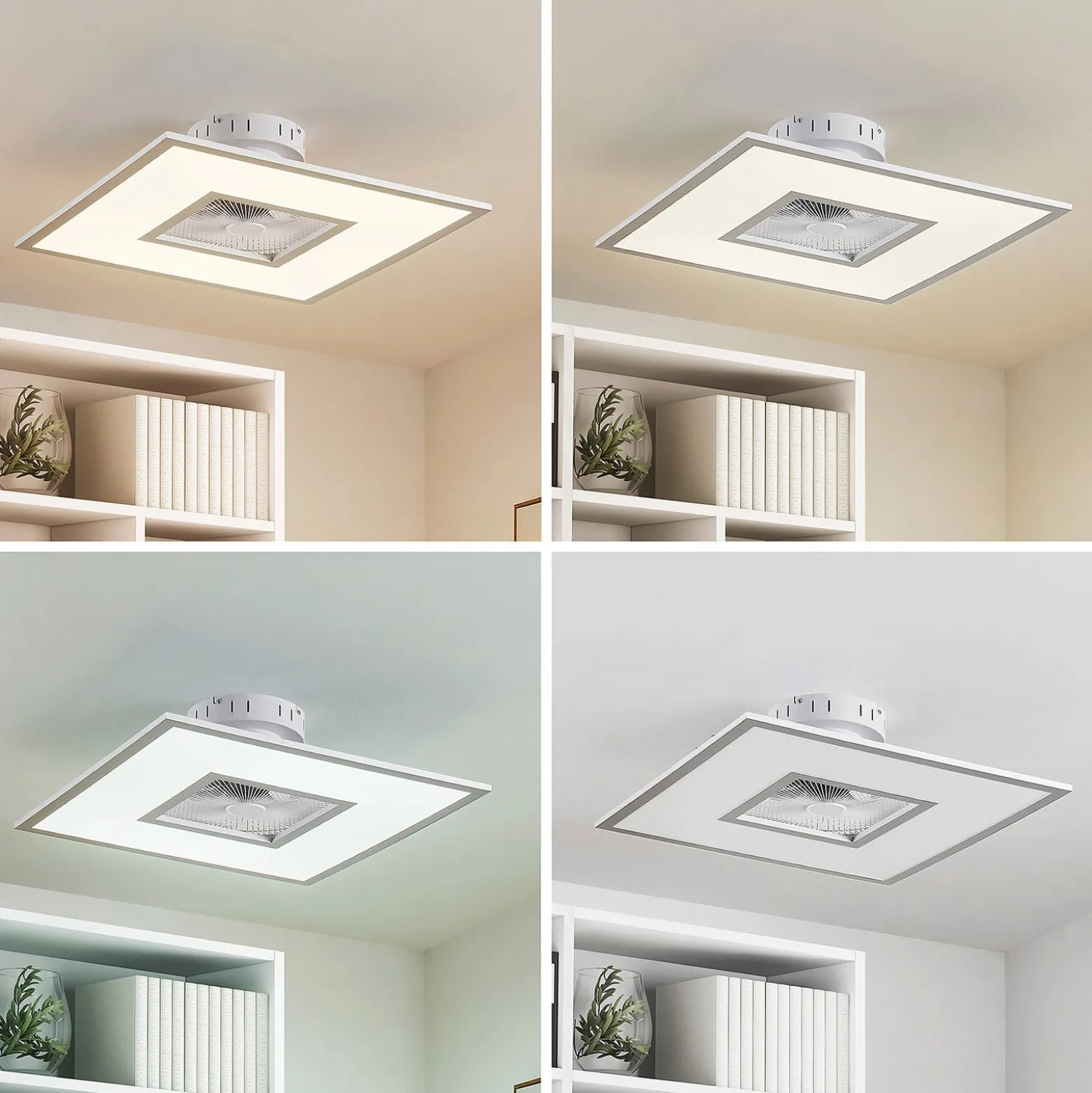Lindby LED-Deckenventilator Romea, eckig, DC, leise, 60 cm