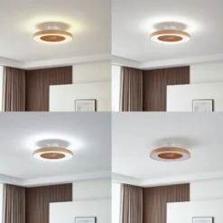 Lindby LED-Deckenventilator Teleo, Ø58 cm, holz, DC, Tuya