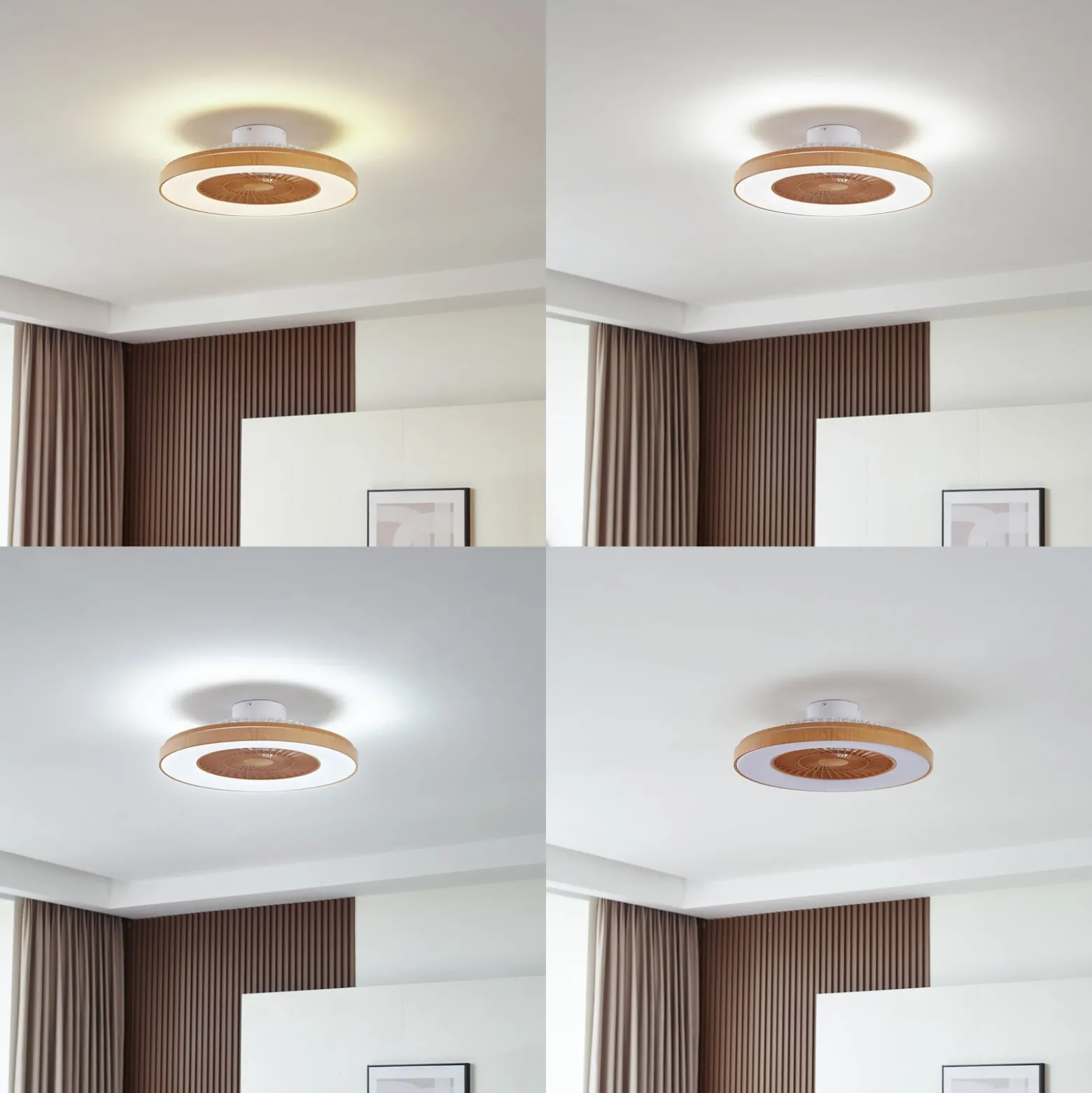 Lindby LED-Deckenventilator Teleo, Ø58 cm, holz, DC, Tuya