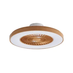 Lindby LED-Deckenventilator Teleo, Ø58 cm, holz, DC, Tuya