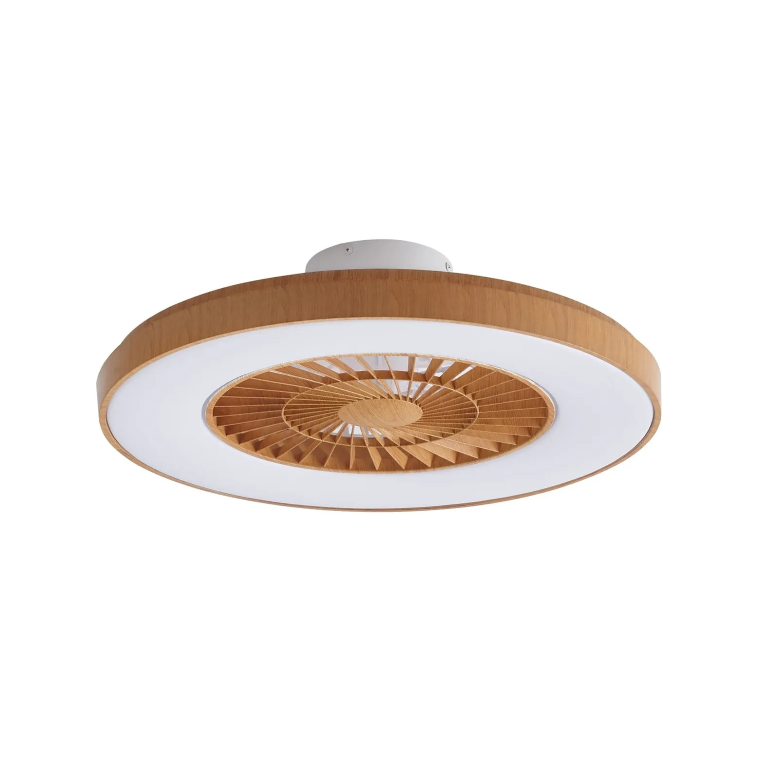Lindby LED-Deckenventilator Teleo, Ø58 cm, holz, DC, Tuya