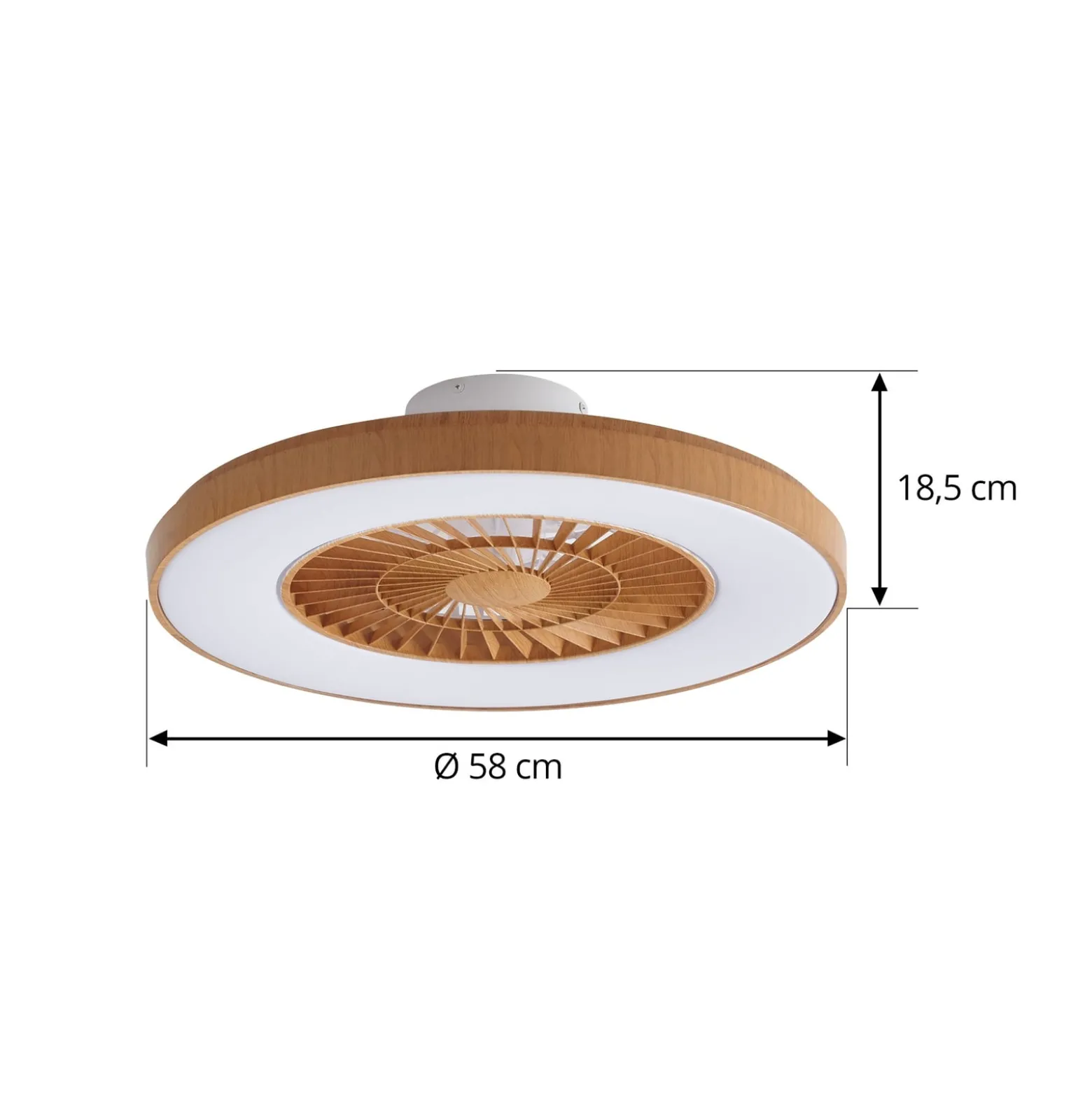 Lindby LED-Deckenventilator Teleo, Ø58 cm, holz, DC, Tuya