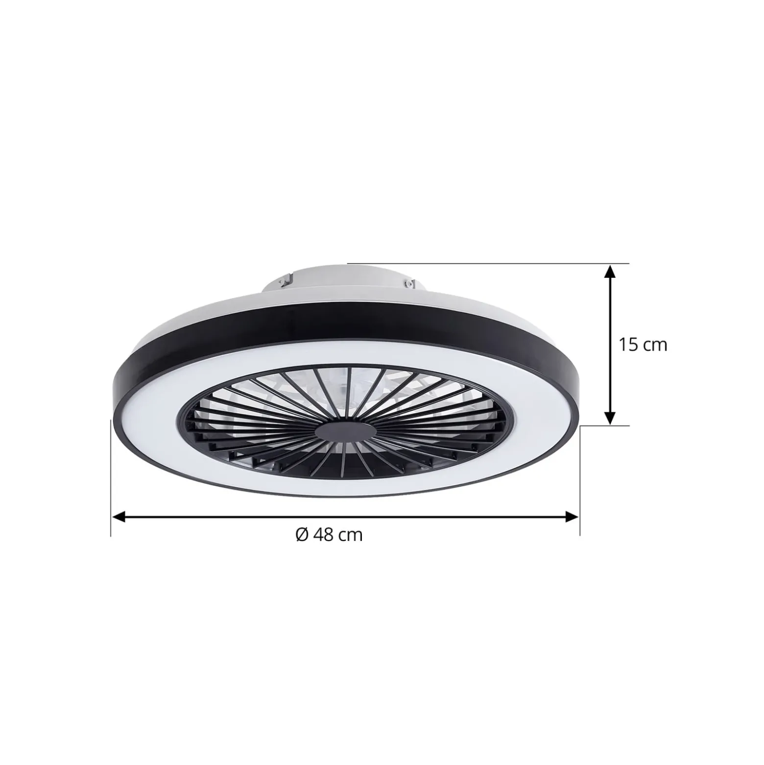 Lindby LED-Deckenventilator Teleo, Ø48 cm, schwarz, DC, Tuya