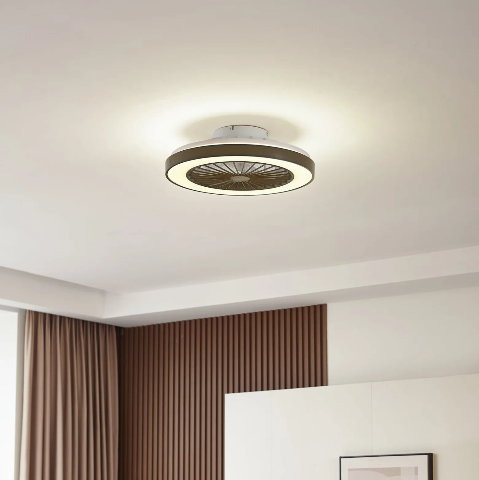 Lindby LED-Deckenventilator Teleo, Ø48 cm, schwarz, DC, Tuya