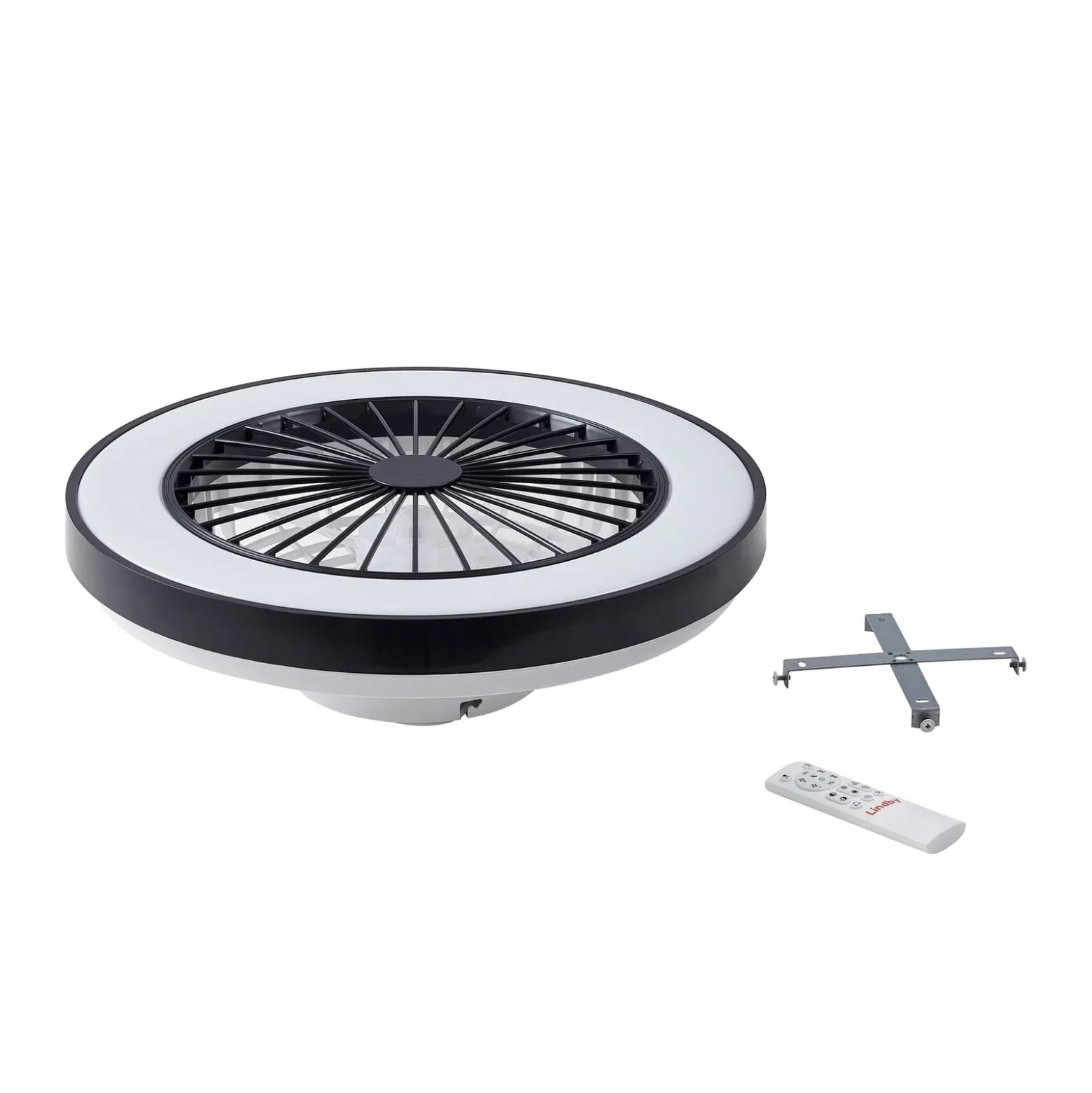 Lindby LED-Deckenventilator Teleo, Ø48 cm, schwarz, DC, Tuya
