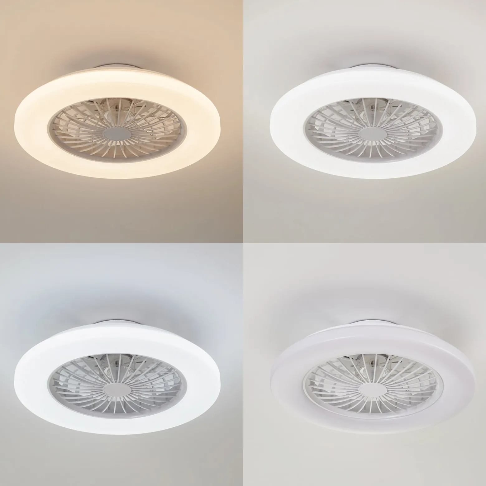 Lindby LED-Deckenventilator Vedin, weiß, DC, Ø 49 cm, CCT