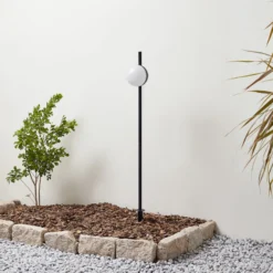 Lindby LED-Erdspießleuchte Darleen, anthrazit, Metall, Ø10cm