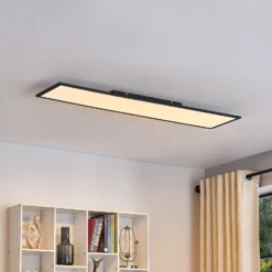 Lindby LED-Panel Lamin, schwarz, 120cm, CCT, dimmbar, Remote