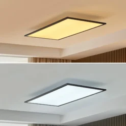 Lindby LED-Panel Lamin, schwarz, 80 cm, CCT, dimmbar, Remote