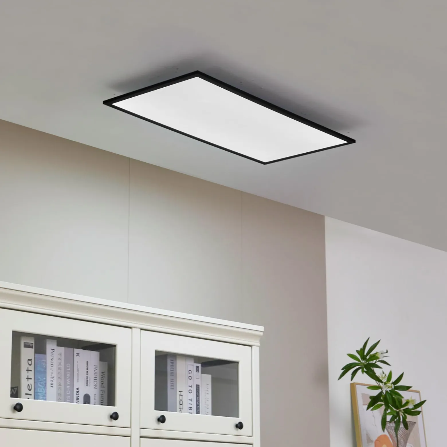 Lindby LED-Panel Lamin, schwarz, 80 cm, CCT, dimmbar, Remote
