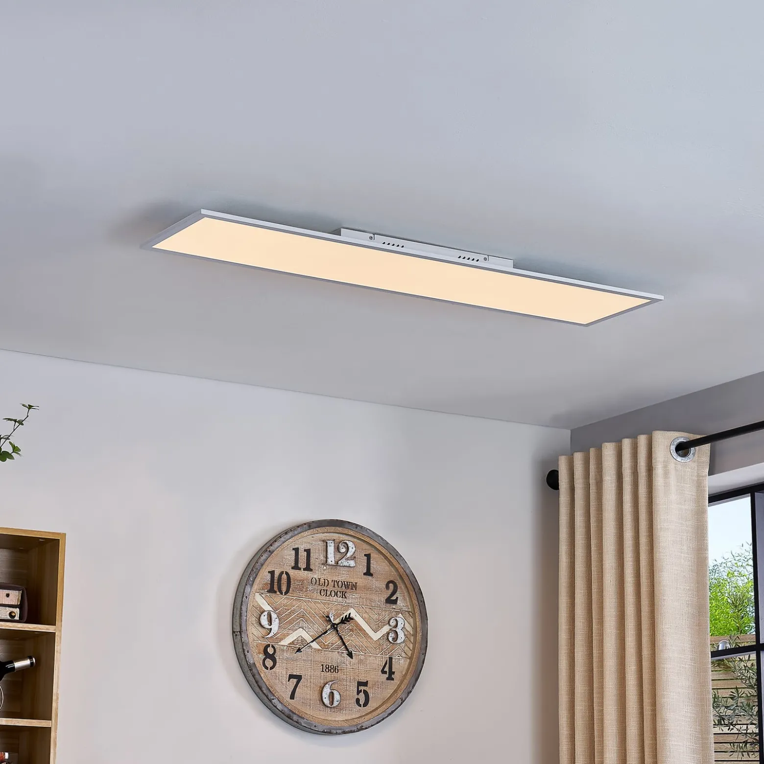 Lindby LED-Panel Lamin, weiß, 120 cm, CCT, dimmbar, Remote