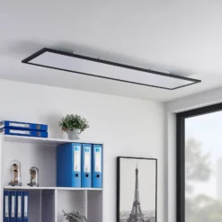 Lindby LED-Panel Nelios, 120 x 30 cm, 4000K, schwarz, Metall
