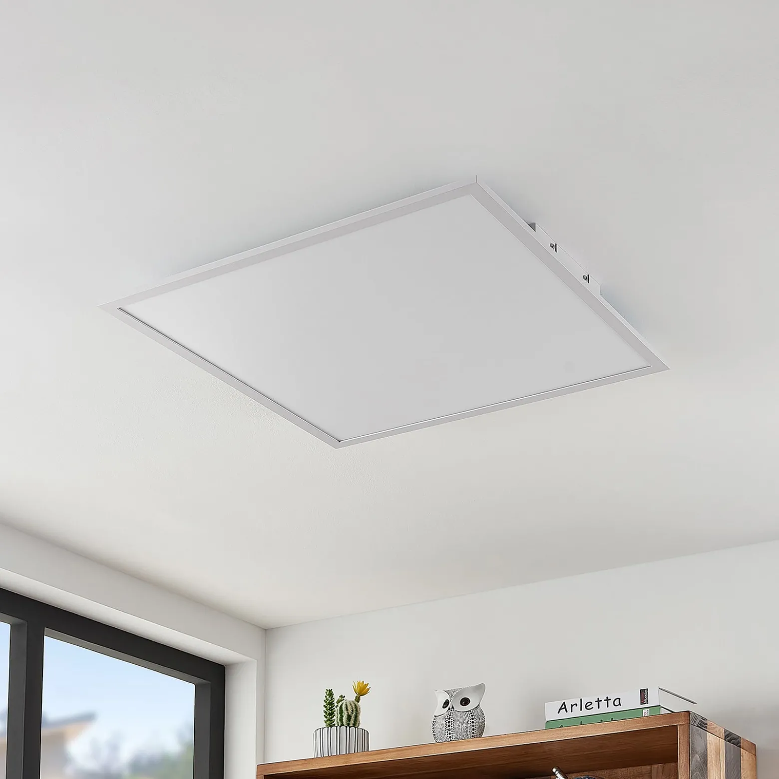 Lindby LED-Panel Quais, 60 x 60 cm, weiß, Metall, 4.000K