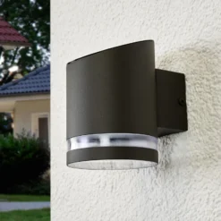 Lindby LED-Solar-Außenwandleuchte Melinda, 9 cm, Edelstahl