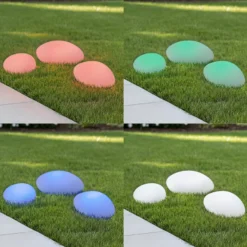 Lindby LED-Solar-Dekoleuchte Liedra, 3er Set, RGBW, dimmbar