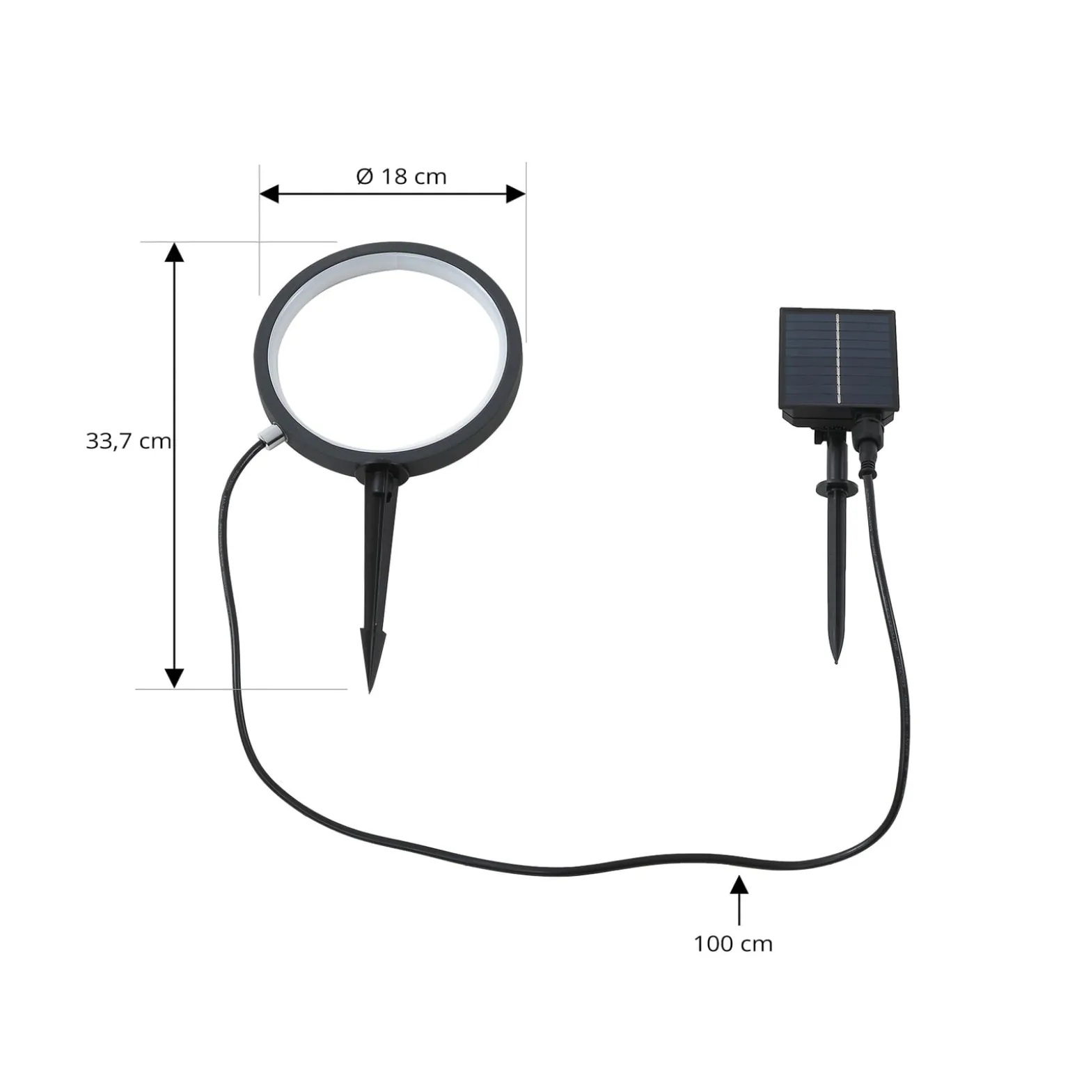 Lindby LED-Solar-Erdspießleuchte Syrene, 18 cm, schwarz, Alu