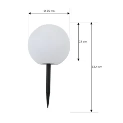 Lindby LED-Solarlampe Lago, Ø 25 cm, Kugel, Erdspieß, weiß