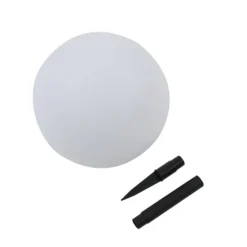 Lindby LED-Solarlampe Lago, Ø 30 cm, Kugel, Erdspieß, weiß
