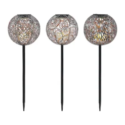 Lindby LED-Solarlampen Vilani, 3er-Set, 54cm, Erdspieß, IP44