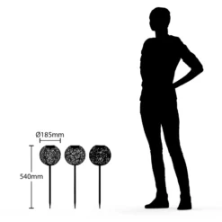 Lindby LED-Solarlampen Vilani, 3er-Set, 54cm, Erdspieß, IP44