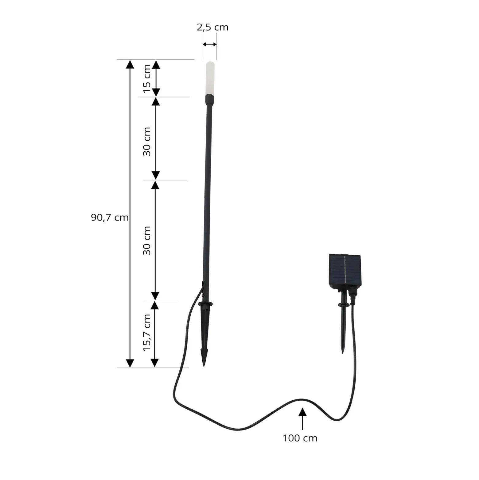 Lindby LED-Solarleuchte Balian, schwarz, Aluminium, 3.000 K