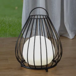 Lindby LED-Solarleuchte Kelda, schwarz, Metall, 38cm, dim.