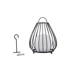 Lindby LED-Solarleuchte Kelda, schwarz, Metall, 38cm, dim.