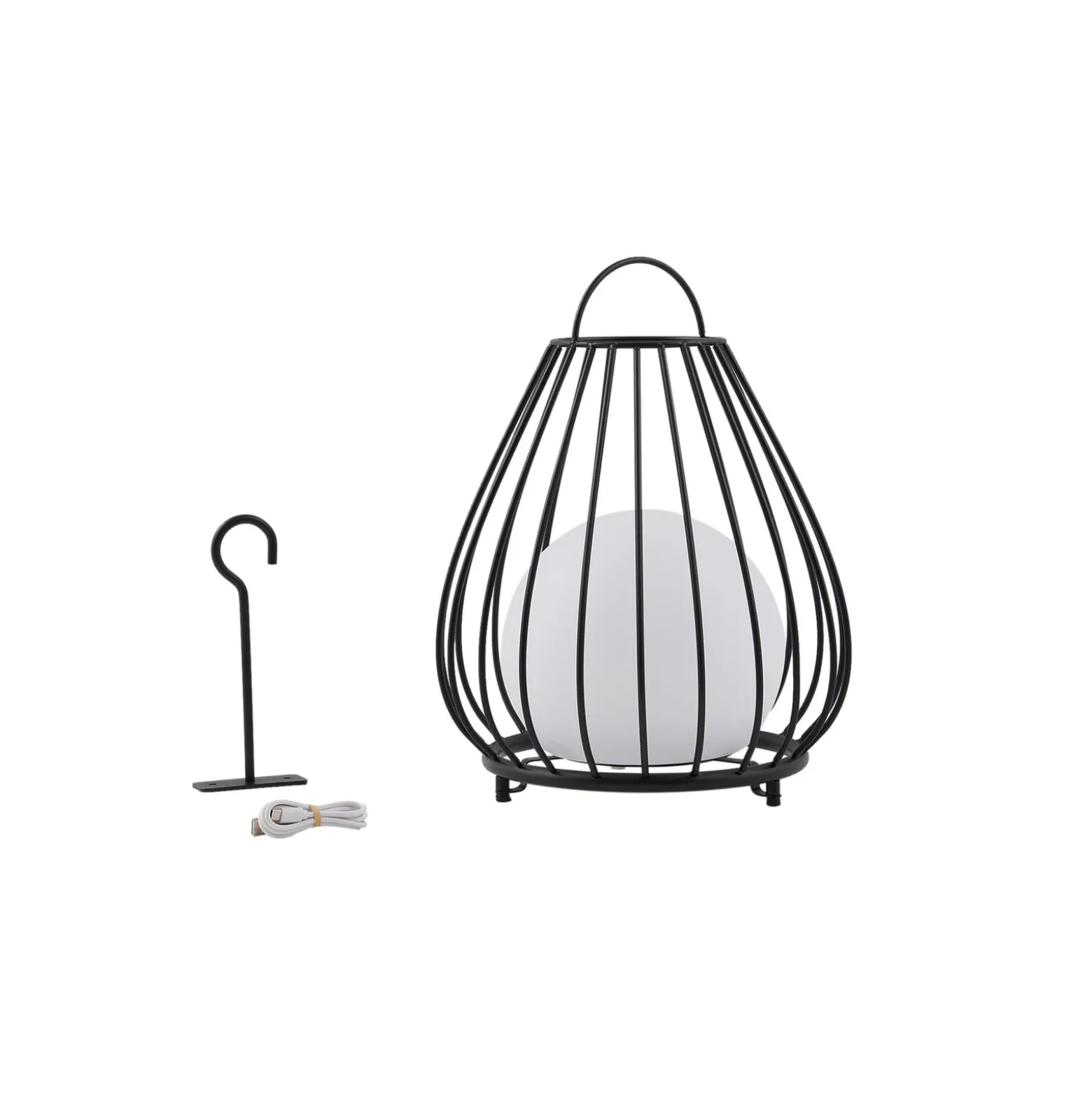 Lindby LED-Solarleuchte Kelda, schwarz, Metall, 38cm, dim.