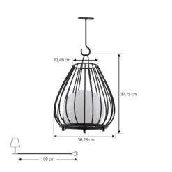Lindby LED-Solarleuchte Kelda, schwarz, Metall, 38cm, dim.