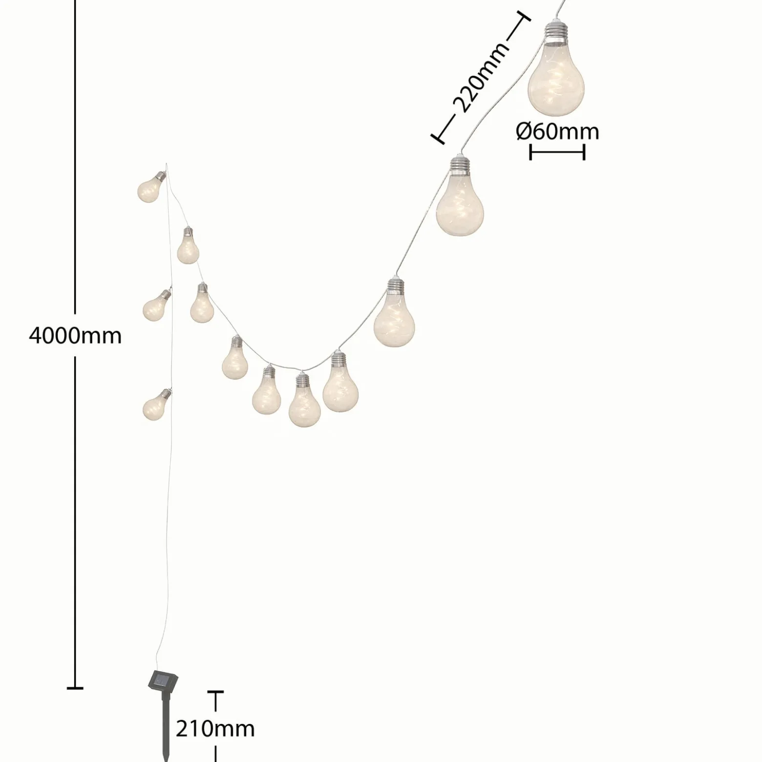 Lindby LED-Solar-Lichterkette Lampini, 200 cm, schwarz, IP44