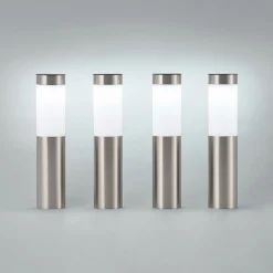 Lindby LED-Solar-Sockellampe, 4er-Set, Erdspieß, 31 cm, IP44