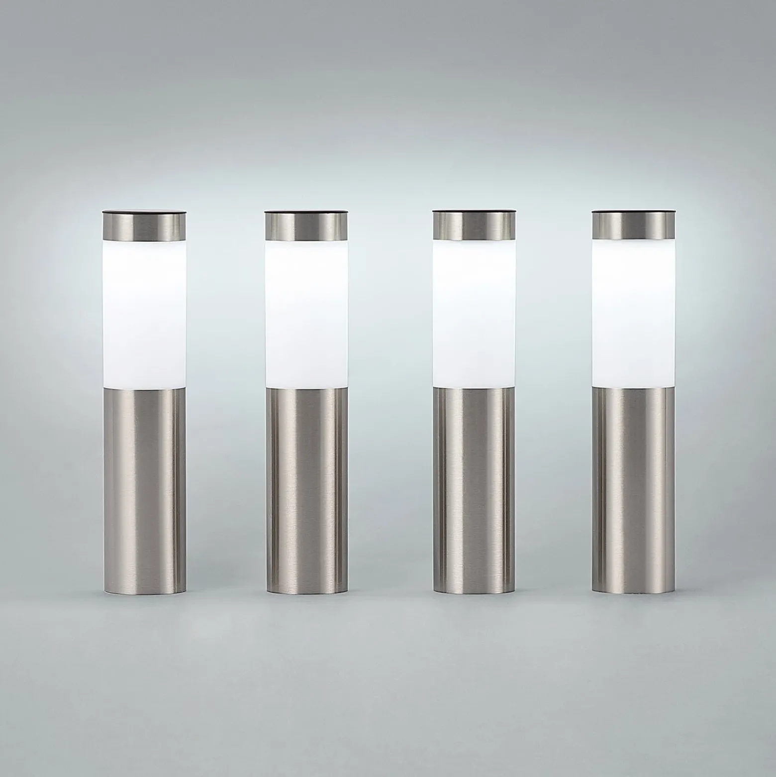 Lindby LED-Solar-Sockellampe, 4er-Set, Erdspieß, 31 cm, IP44