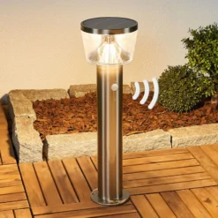 Lindby LED-Solar-Sockelleuchte Antje, Bewegungsmelder, IP44