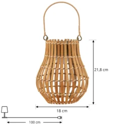 Lindby LED-Solar-Terrassenleuchte Amaria, Bambus, Ø 18 cm
