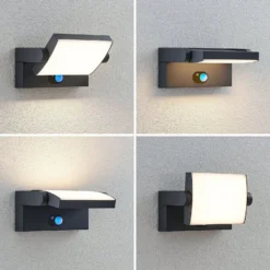 Lindby LED-Solarwandlampe Sherin, anthrazit, Sensor, IP54