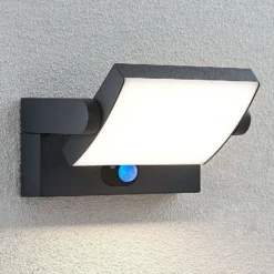 Lindby LED-Solarwandlampe Sherin, anthrazit, Sensor, IP54