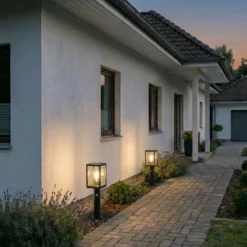 Lindby LED-Solar-Wegeleuchte Relto, Sensor, Erdspieß, 50 cm