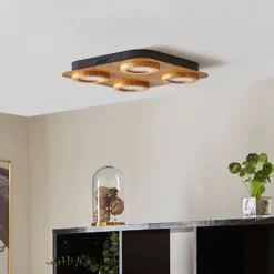 Lindby LED-Spot Joren, Holz, 38 x 38 cm, 4-flammig, 3.000 K