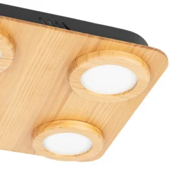 Lindby LED-Spot Joren, Holz, 38 x 38 cm, 4-flammig, 3.000 K