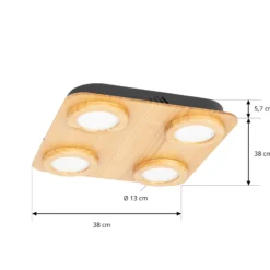 Lindby LED-Spot Joren, Holz, 38 x 38 cm, 4-flammig, 3.000 K