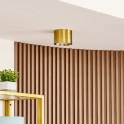 Lindby LED-Strahler Nivoria, Ø 12 cm, goldfarben, Metall