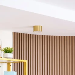 Lindby LED-Strahler Nivoria, Ø11 cm, 9 W, goldfarben, Metall