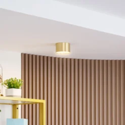 Lindby LED-Strahler Nivoria, Ø11 cm, 9 W, goldfarben, Metall