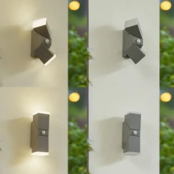 Lindby LED-Wandleuchte Sally, 22 cm, grau, IP54, Sensor