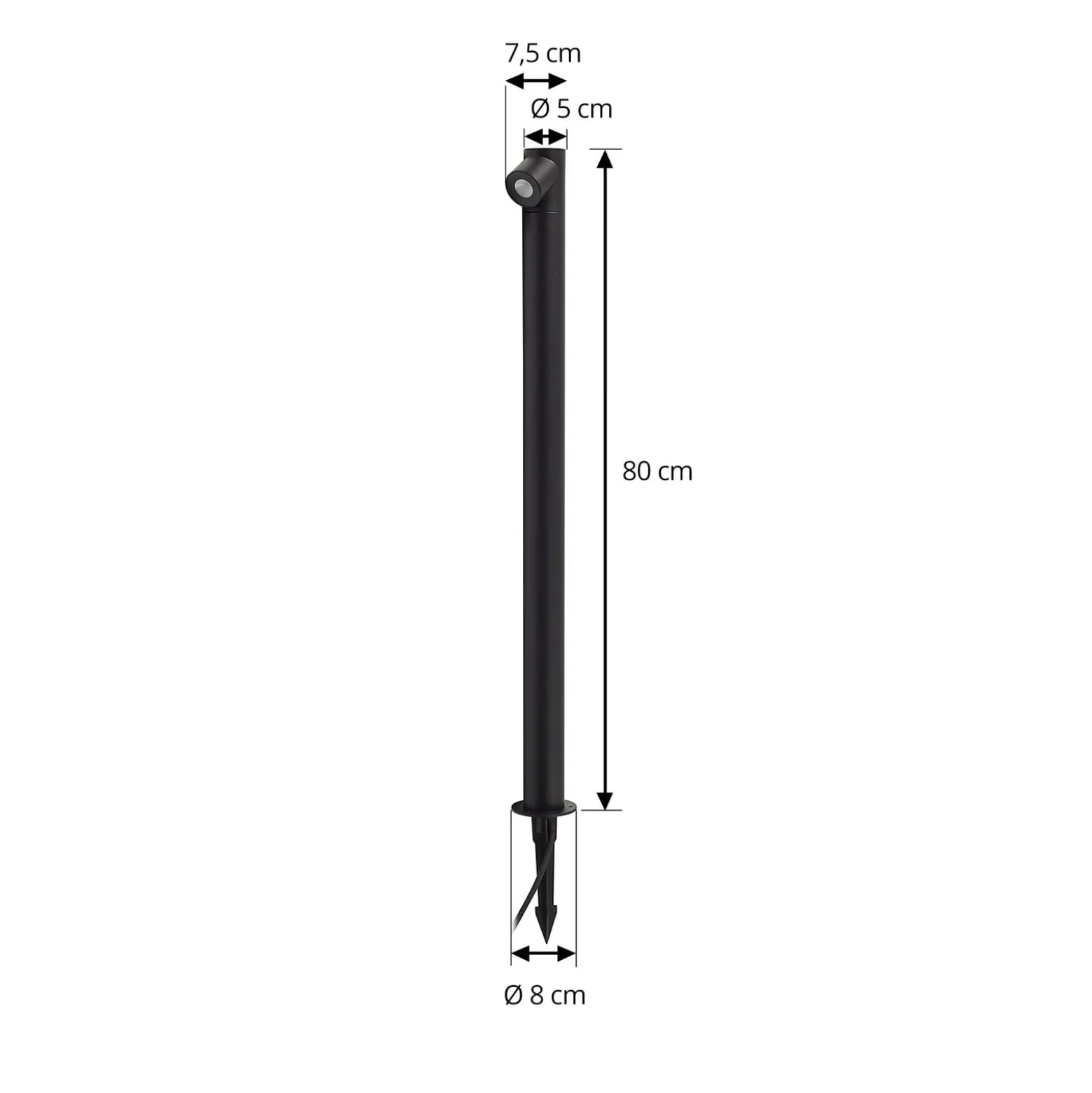 Lindby LED-Wegeleuchte Luzian, Höhe 80 cm, schwarz, Erdspieß