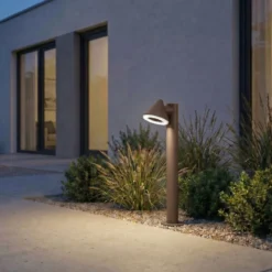 Lindby LED-Wegeleuchte Soran, braun, 60 cm, Metall, IP44