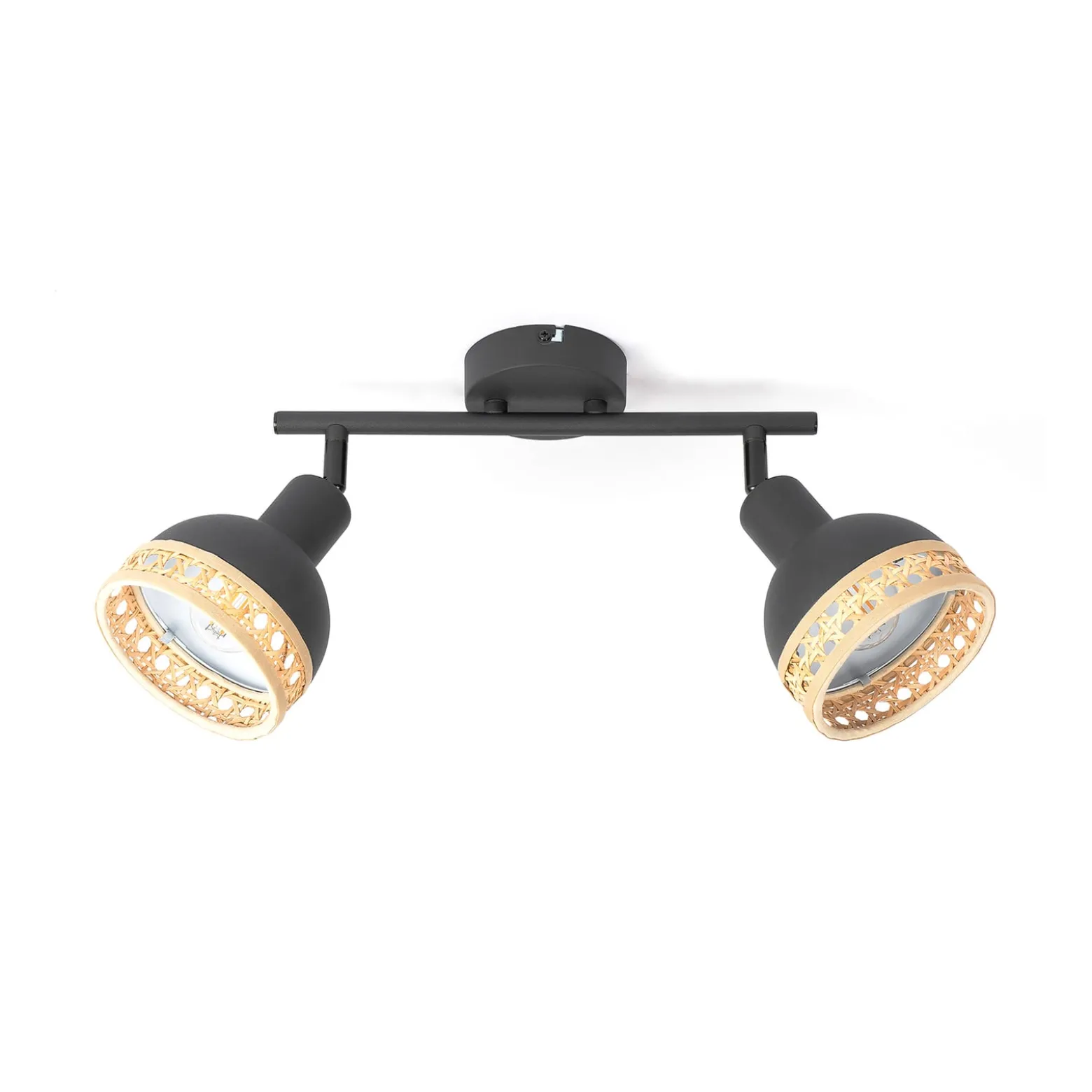 Lindby Lonnaris Strahler, Rattan, schwarz, 2-fl.