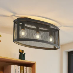 Lindby Mizgin Deckenleuchte mit Gitter 3-flammig