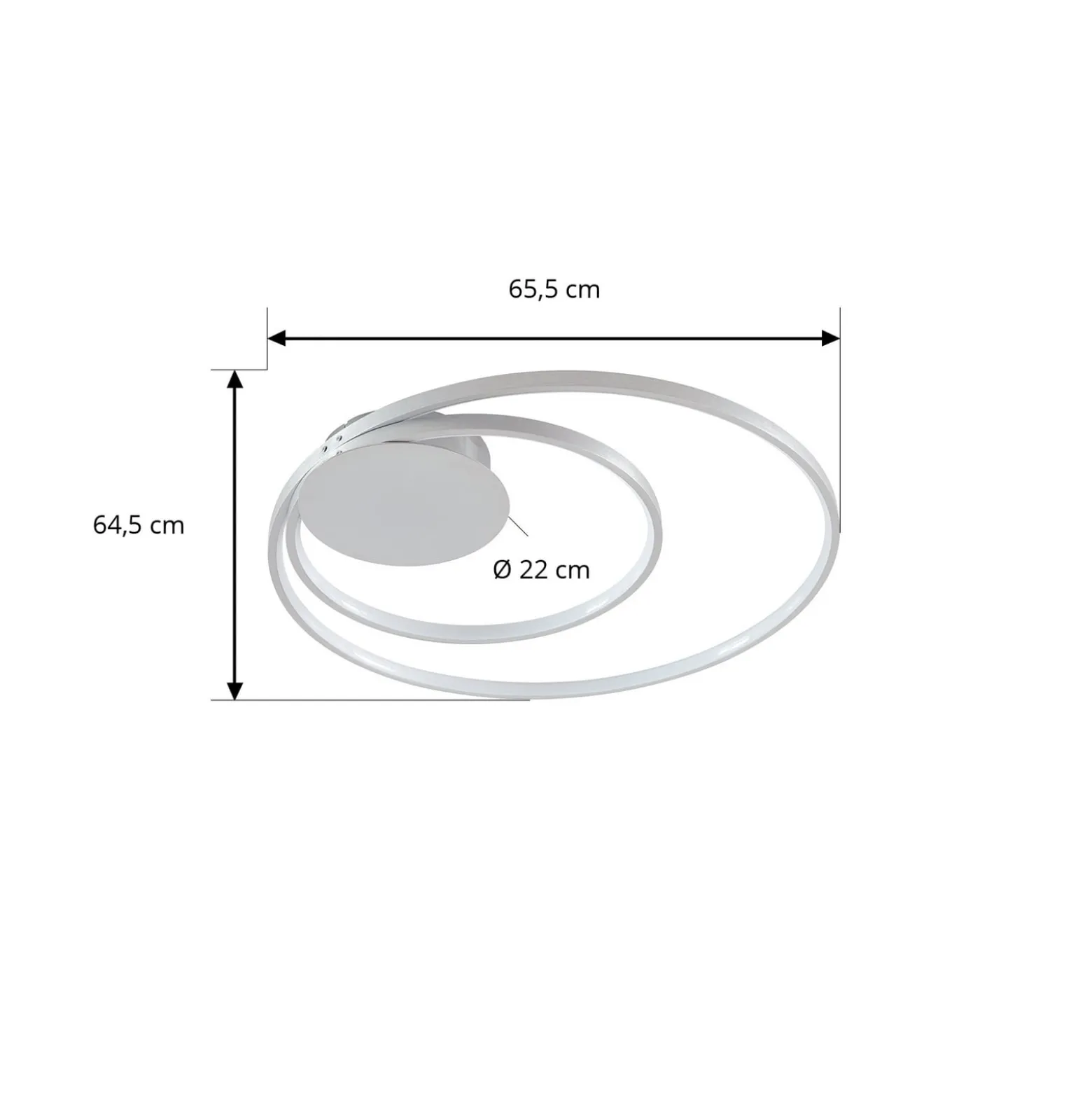 Lindby Nerwin LED-Deckenleuchte, 65 cm, rund, alu/chrom