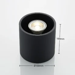 Lindby Parvin Aluminium-Downlight, rund, schwarz